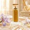 Parfum Liebe Anfas Al Khaleej - Flacon élégant sur soie avec fleurs d'iris dans une ambiance romantique et dorée.